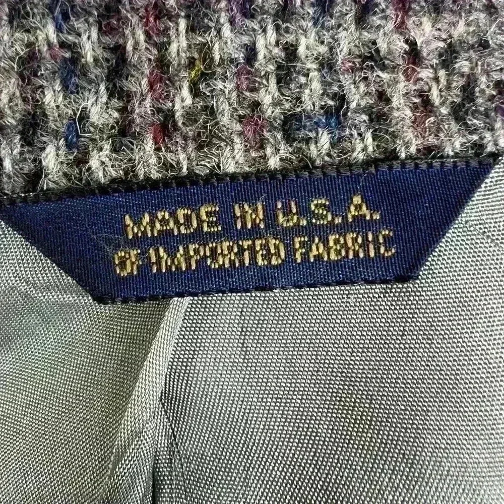 Vintage 44R‎ Classic Harris Tweed 100% Wool Gray Blazer Sport Coat Jacket USA